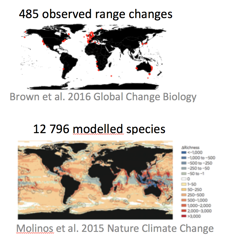 world map of range shifts